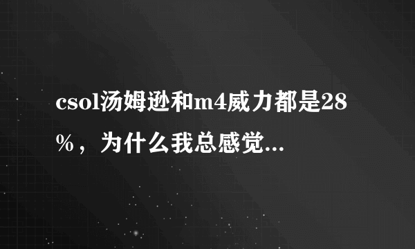 csol汤姆逊和m4威力都是28%，为什么我总感觉他们杀敌的能力差好多呢？拜托了各位 谢谢