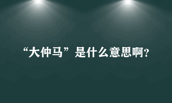 “大仲马”是什么意思啊？