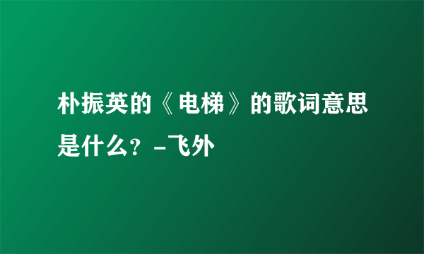 朴振英的《电梯》的歌词意思是什么？-飞外