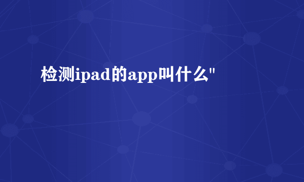 检测ipad的app叫什么