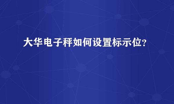 大华电子秤如何设置标示位？