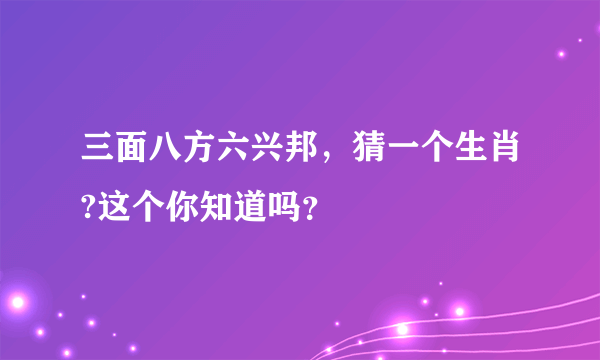 三面八方六兴邦，猜一个生肖?这个你知道吗？