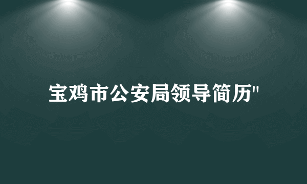 宝鸡市公安局领导简历