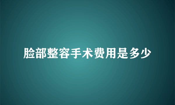 脸部整容手术费用是多少