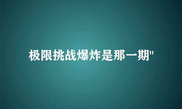 极限挑战爆炸是那一期