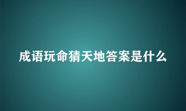 成语玩命猜天地答案是什么