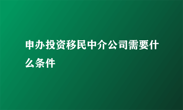 申办投资移民中介公司需要什么条件