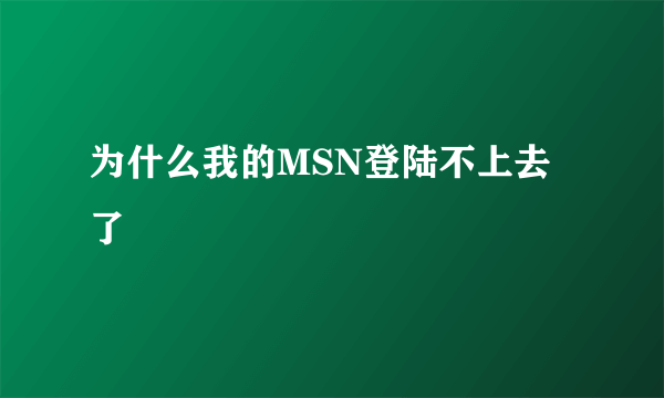 为什么我的MSN登陆不上去了