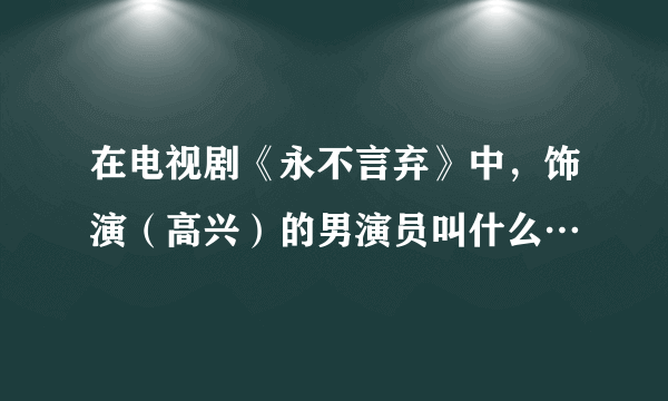 在电视剧《永不言弃》中，饰演（高兴）的男演员叫什么…