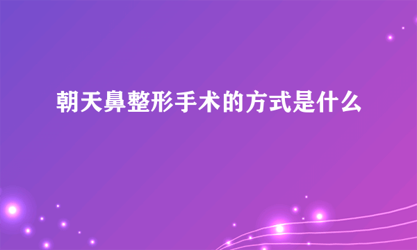 朝天鼻整形手术的方式是什么