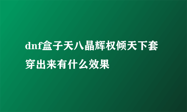 dnf盒子天八晶辉权倾天下套穿出来有什么效果