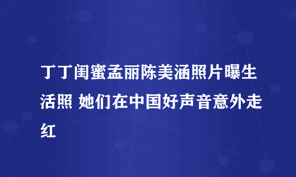 丁丁闺蜜孟丽陈美涵照片曝生活照 她们在中国好声音意外走红