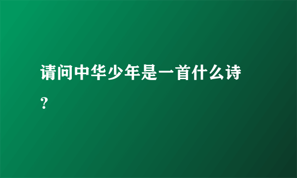 请问中华少年是一首什么诗 ？