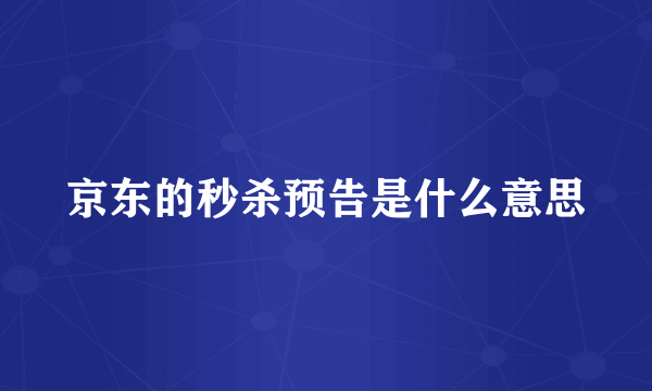 京东的秒杀预告是什么意思