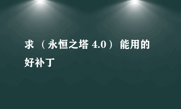 求 （永恒之塔 4.0） 能用的好补丁