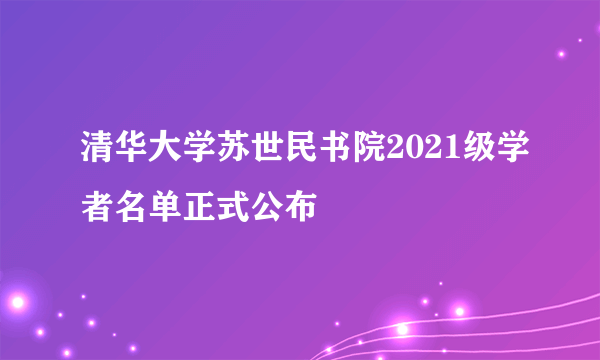 清华大学苏世民书院2021级学者名单正式公布