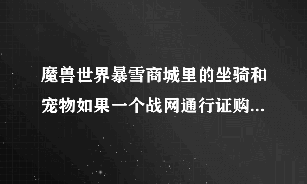 魔兽世界暴雪商城里的坐骑和宠物如果一个战网通行证购买了那上面所有的号都有了么？