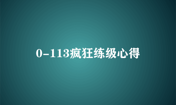 0-113疯狂练级心得