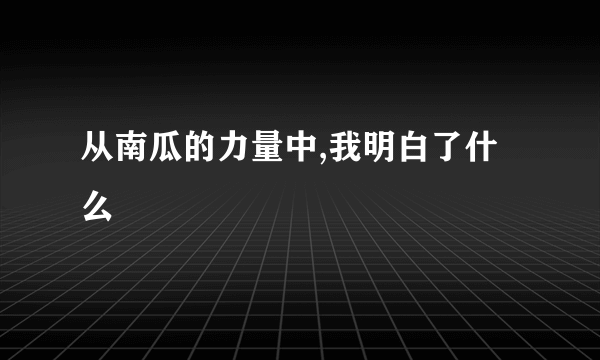 从南瓜的力量中,我明白了什么