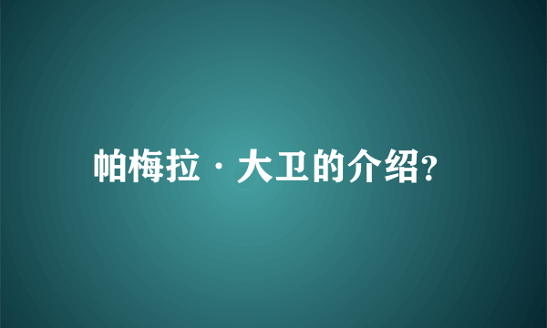 帕梅拉·大卫的介绍？