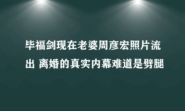 毕福剑现在老婆周彦宏照片流出 离婚的真实内幕难道是劈腿