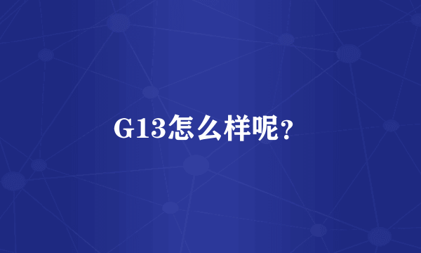 G13怎么样呢？