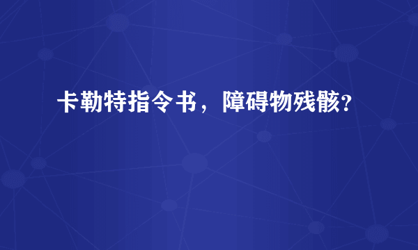 卡勒特指令书，障碍物残骸？