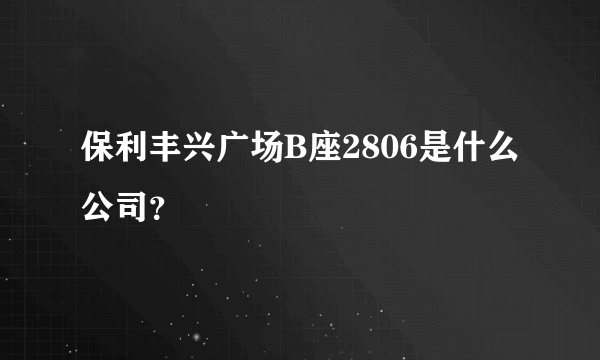 保利丰兴广场B座2806是什么公司？