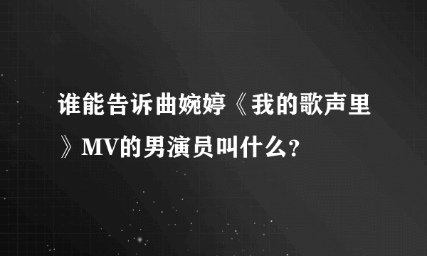 谁能告诉曲婉婷《我的歌声里》MV的男演员叫什么？