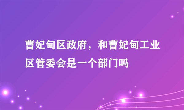 曹妃甸区政府，和曹妃甸工业区管委会是一个部门吗