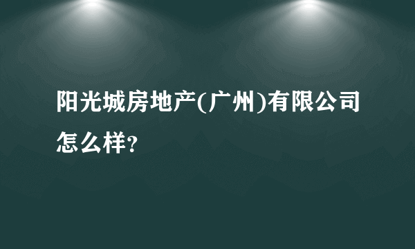 阳光城房地产(广州)有限公司怎么样？