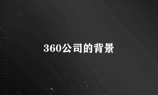 360公司的背景