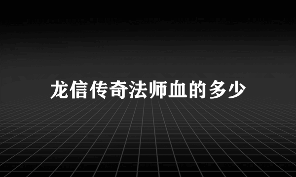 龙信传奇法师血的多少