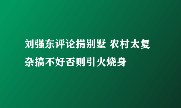 刘强东评论捐别墅 农村太复杂搞不好否则引火烧身