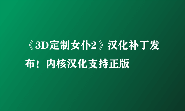 《3D定制女仆2》汉化补丁发布！内核汉化支持正版