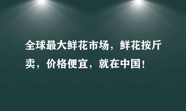 全球最大鲜花市场，鲜花按斤卖，价格便宜，就在中国！