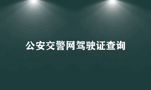 公安交警网驾驶证查询