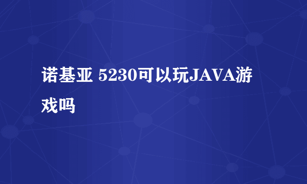 诺基亚 5230可以玩JAVA游戏吗