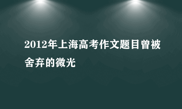 2012年上海高考作文题目曾被舍弃的微光