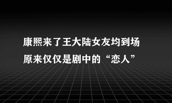 康熙来了王大陆女友均到场 原来仅仅是剧中的“恋人”