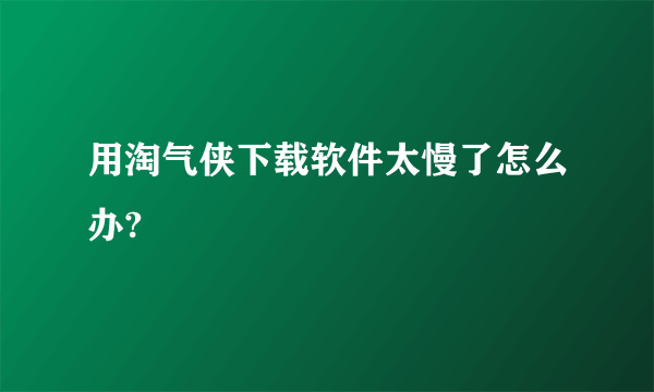 用淘气侠下载软件太慢了怎么办?