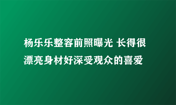 杨乐乐整容前照曝光 长得很漂亮身材好深受观众的喜爱