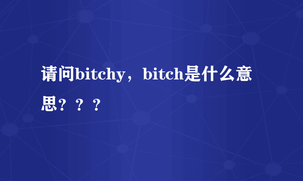 请问bitchy，bitch是什么意思？？？