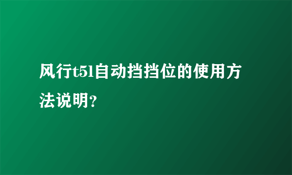 风行t5l自动挡挡位的使用方法说明？