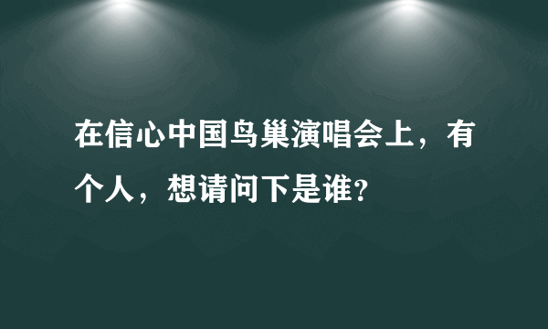 在信心中国鸟巢演唱会上，有个人，想请问下是谁？