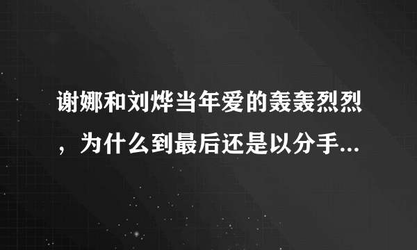 谢娜和刘烨当年爱的轰轰烈烈，为什么到最后还是以分手告终了？