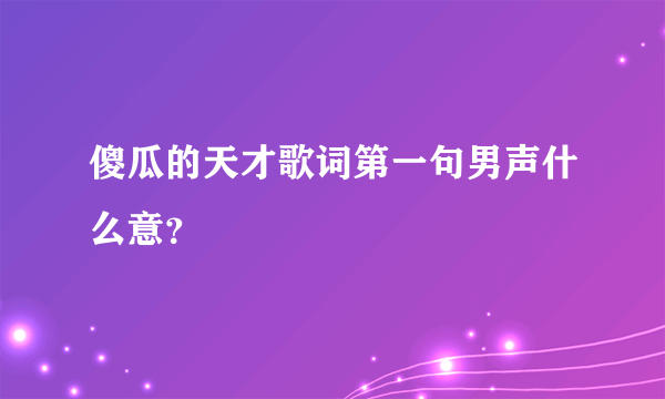 傻瓜的天才歌词第一句男声什么意？