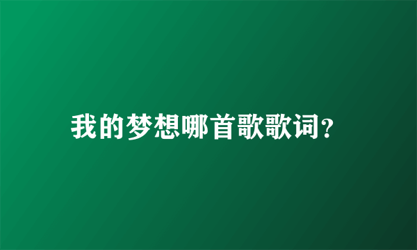 我的梦想哪首歌歌词？