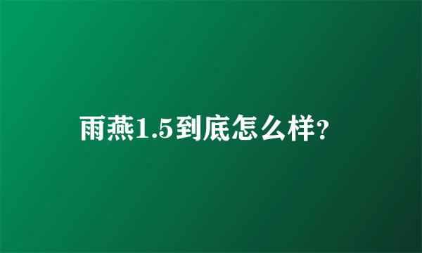 雨燕1.5到底怎么样？