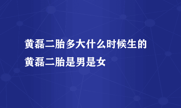 黄磊二胎多大什么时候生的 黄磊二胎是男是女